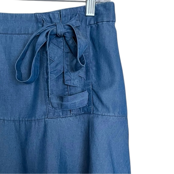 Ann Taylor Chambray Lace Up Flowy Flair Skirt size 14 - Picture 4 of 6